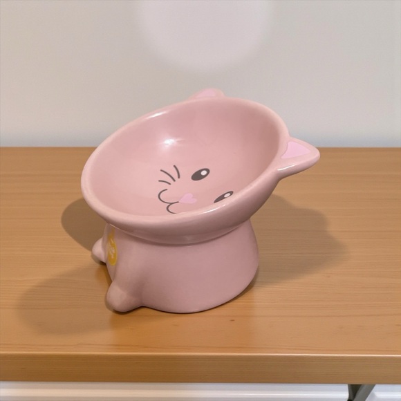 NWOT: Cute Cat Face Pink Pet Bowl - Picture 2 of 5